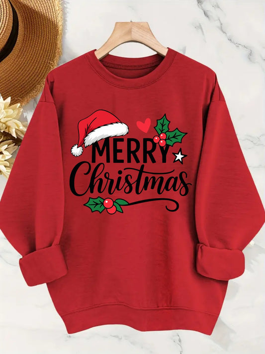 Women's Graphic Crewneck Sweatshirt - Regular Fit Crew Neck – Red – main product image