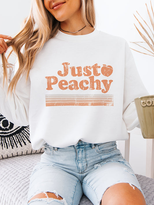 Women's Graphic Crewneck Sweatshirt - Relaxed Fit Crew Neck – Apricot / Grey – Apricot option – main product image