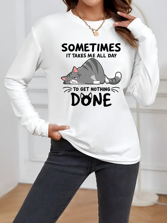 Women's Graphic Print Blouse - Crew Neck Long Sleeve – White option – main product image
