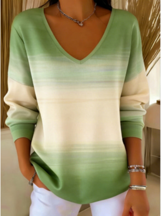 Women's Graphic Print Blouse - V-Neck Long Sleeve – main product image