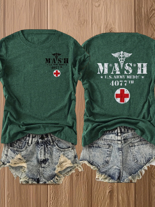Women's Graphic Print T-Shirt - Classic Neck Short Sleeve – main product image