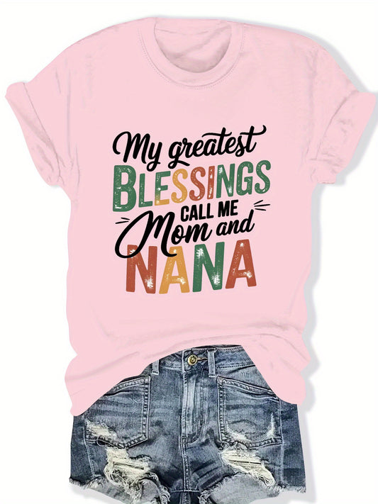 Women's Graphic Print T-Shirt - Crew Neck Short Sleeve – 6-Color Selection – White option – main product image