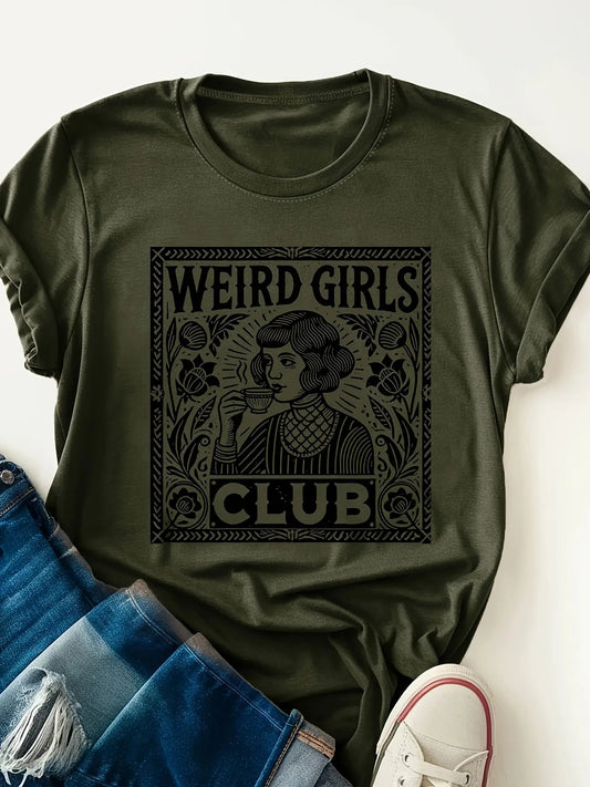 Women's Graphic Print T-Shirt - Crew Neck Short Sleeve – Bright Red / Black – main product image