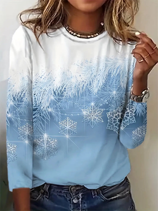 Women's Graphic Print T-Shirt - Regular Fit – Crew Neck / Long Sleeve – main product image