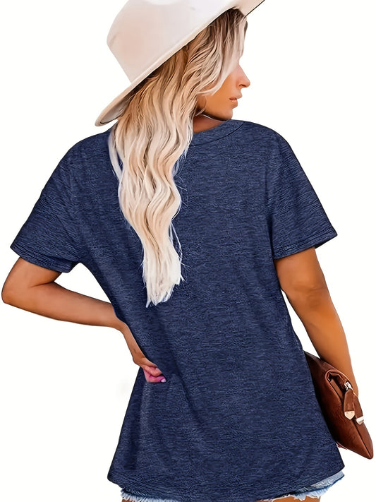 Women's Graphic Print T-Shirt - Relaxed Fit – Crew Neck – Navy option – main product image