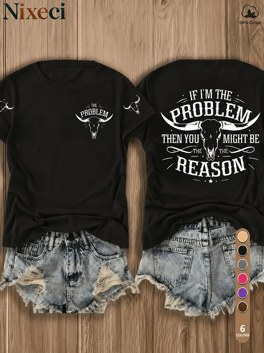 Women's Graphic Print T-Shirt - Round Neck Short Sleeve – Black Graphic Design 15813 – Black option – main product image