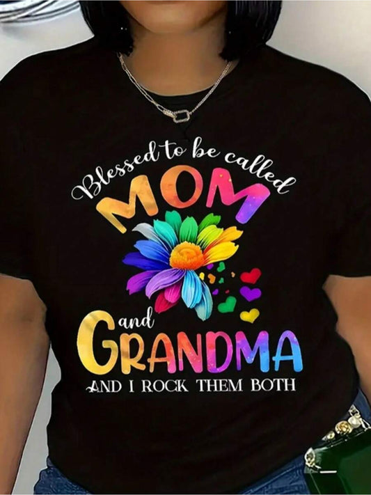 Women's Graphic Print T-Shirt - Round Neck Short Sleeve – Black Printed Short-Sleeve – Black option – main product image