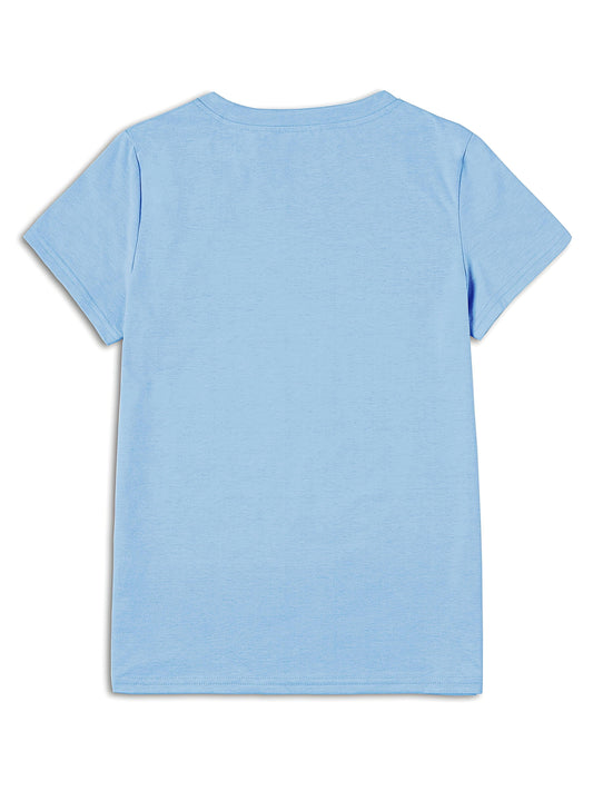 Women's Graphic Print T-Shirt - Round Neck Short Sleeve – Blue – main product image