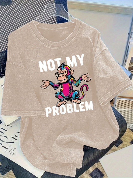 Women's Graphic Print T-Shirt - Round Neck Short Sleeve – Coffee Brown / Rose Red – Brown option – main product image