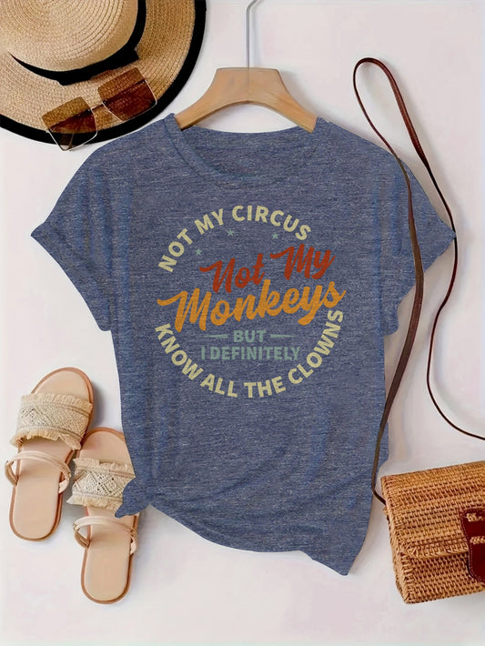 Women's Graphic Print T-Shirt - Round Neck Short Sleeve – Grey – main product image
