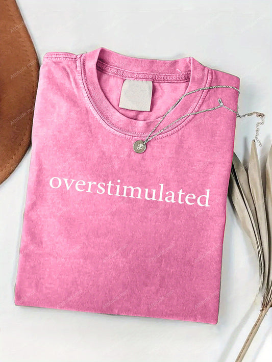 Women's Graphic Print T-Shirt - Round Neck Short Sleeve – Pink – Pink option – main product image