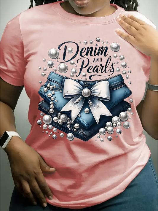 Women's Graphic Print T-Shirt - Round Neck Short Sleeve – Sky Blue / White – Blue option – main product image