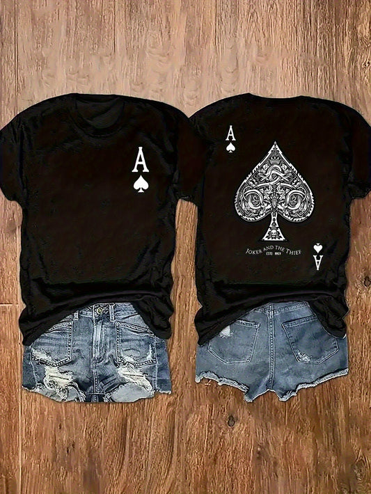 Women's Graphic Print T-Shirt - Round Neck Short Sleeve – Slim fit / Black – Black option – main product image