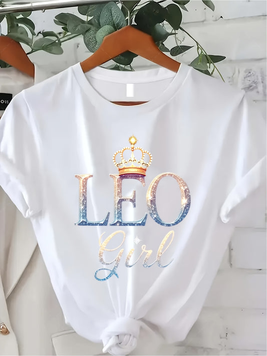 Women's Graphic Print T-Shirt - Round Neck Short Sleeve – White Graphic Design 18405 – White option – main product image