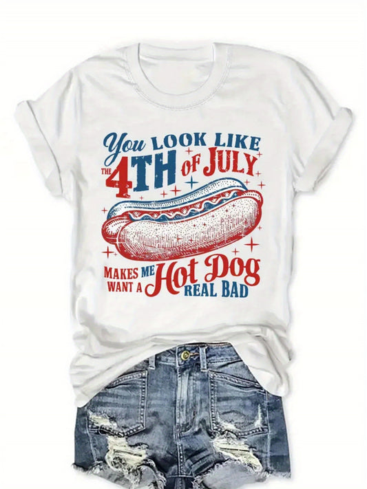 Women's Graphic Print T-Shirt - Round Neck Short Sleeve – White Graphic Design 44933 – White option – main product image