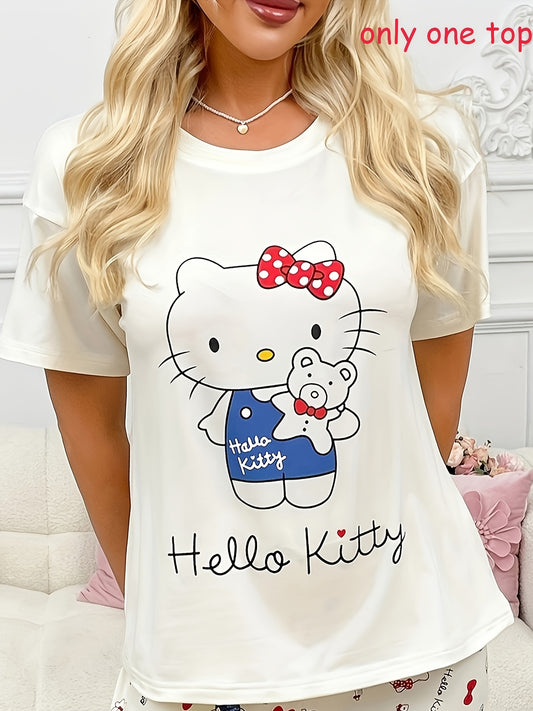 Women's Graphic Print T-Shirt - Round Neck Short Sleeve – White Graphic Design 28837 – White option – main product image