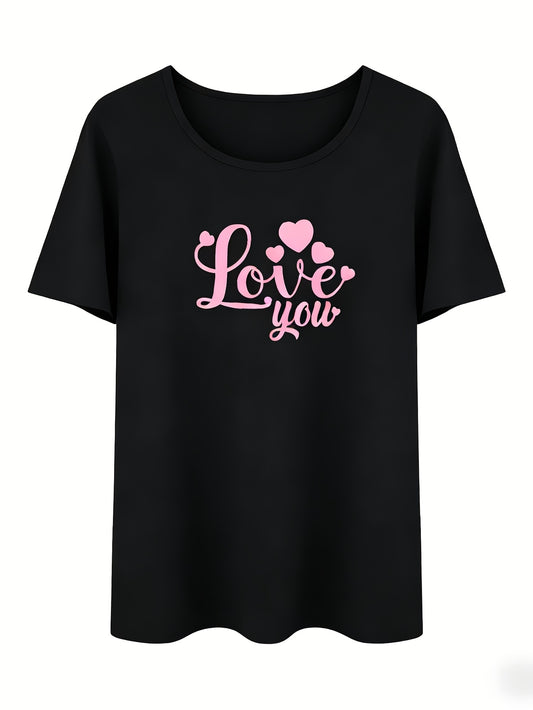 Women's Graphic Print T-Shirt - Short Sleeve – Black Polyester Printed – Black option – main product image