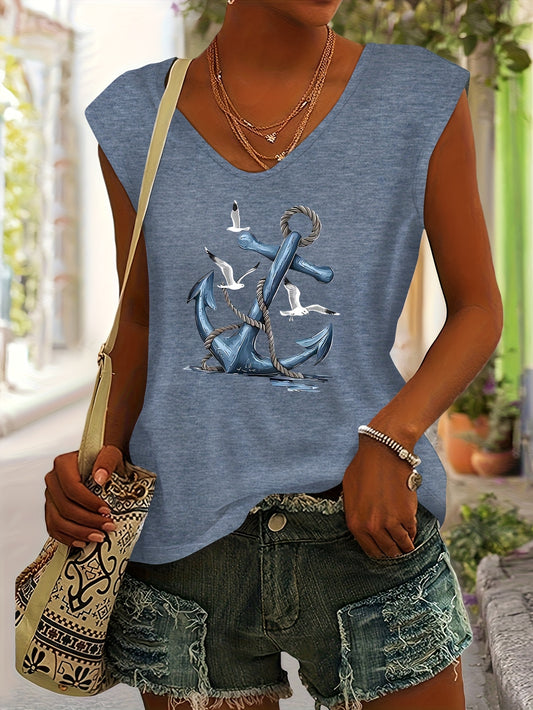 Women's Graphic Print T-Shirt - V-Neck Short Sleeve – Light Grey / Dark Gray – Grey option – main product image