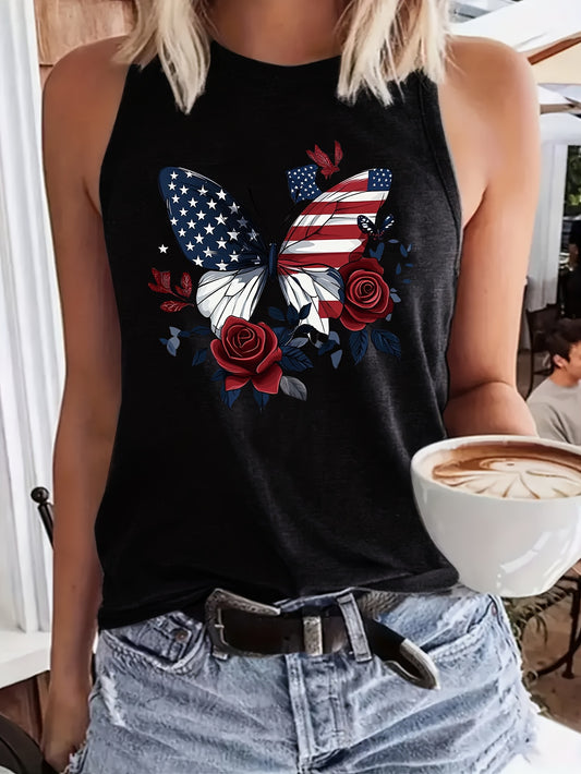 Women's Graphic Print Tank Top - Crew Neck Sleeveless – 6-Color Selection – Gray option – main product image