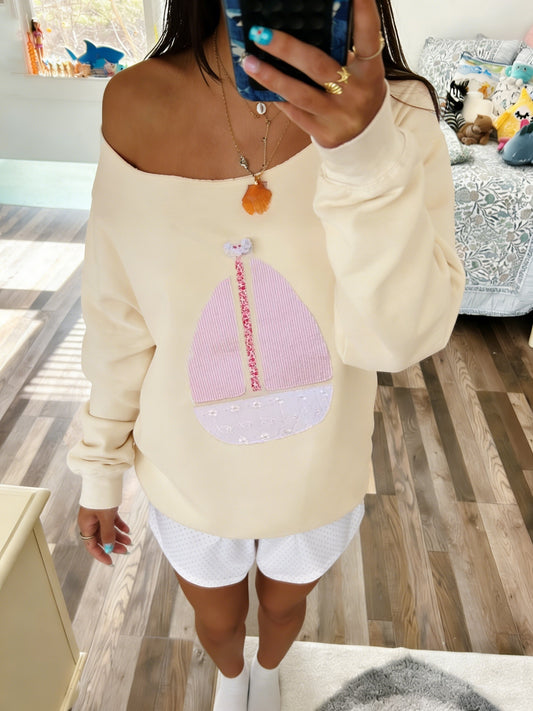 Women's Graphic Sweatshirt - Regular Fit Classic Neck – Apricot – Apricot option – main product image