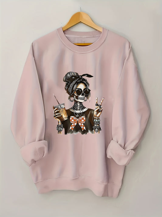 Women's Graphic Sweatshirt - Regular Fit Classic Neck – Black / White – Black option – main product image