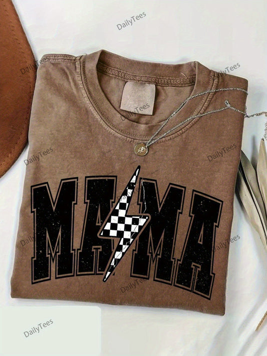 Women's Graphic T-Shirt - Graphic Print Crew Neck – Coffee Brown – main product image