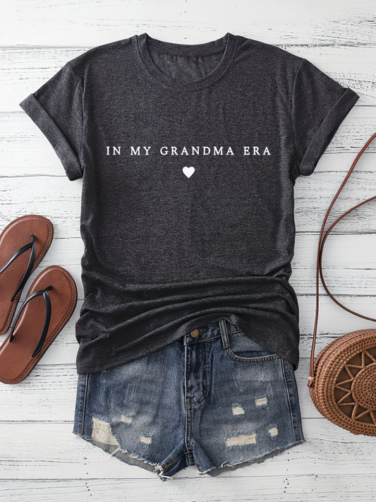 Women's Heart Graphic T-Shirt - Round Neck Short Sleeve – Dark Gray – Gray option – main product image