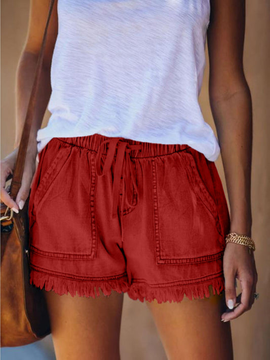 Women's High-Waist Denim Shorts - Raw Hem Regular Fit – main product image