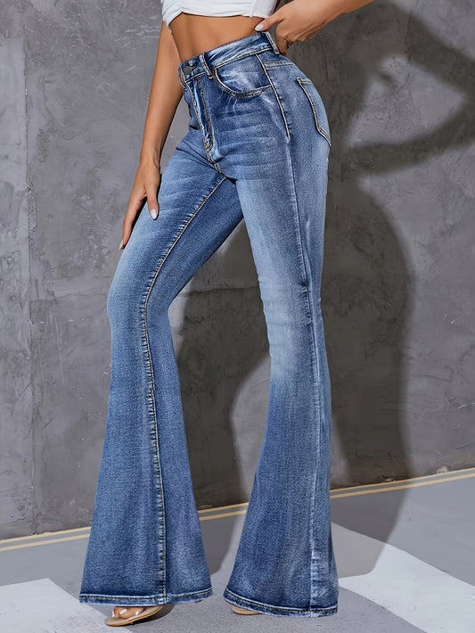 Women's High-Waist Flare Jeans - Blue Stretch – Blue option – main product image