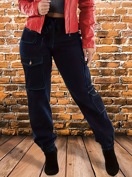 Women's High-Waist Jeans - Dark Blue Pocket Detail – Blue option – main product image