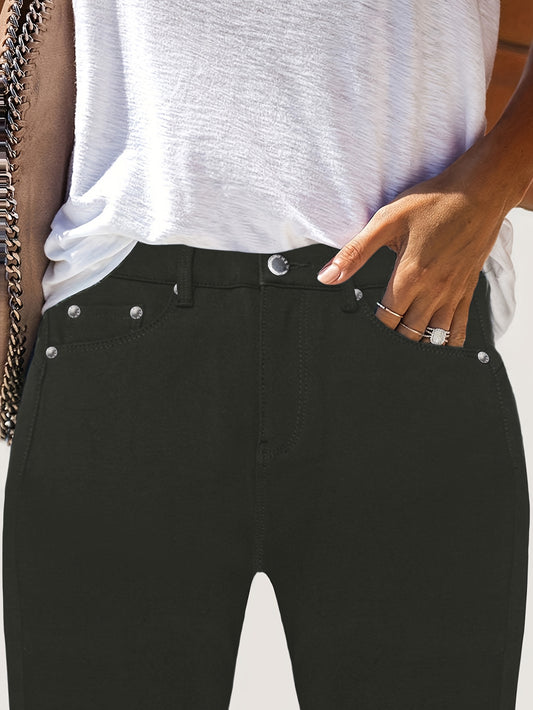 Women's High-Waist Skinny Jeans - Black Pocket Detail Stretch – Black option – main product image