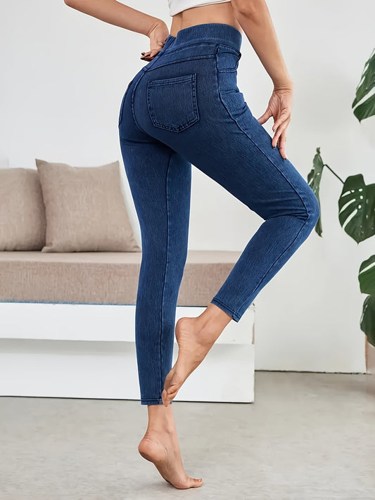 Women's High-Waist Skinny Jeans - Navy Color – main product image