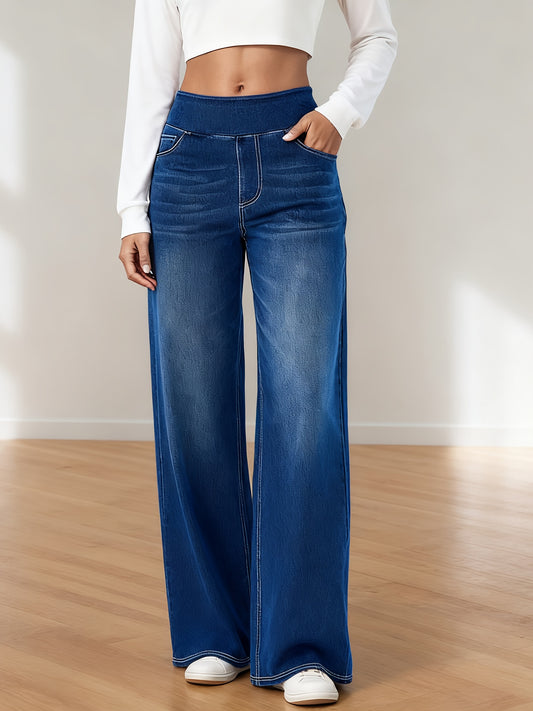 Women's High-Waist Straight Leg Jeans - Green Pocket Detail – Green option – main product image
