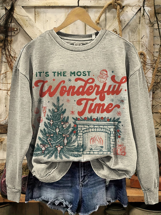 Women's Holiday Crewneck Sweatshirt - Regular Fit Crew Neck – Light Grey Colorway 71941 – Grey option – main product image