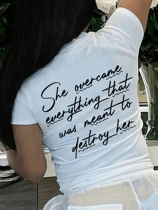 Women's Inspirational Graphic T-Shirt - Round Neck Short Sleeve – 6-Variant Selection – White option – main product image