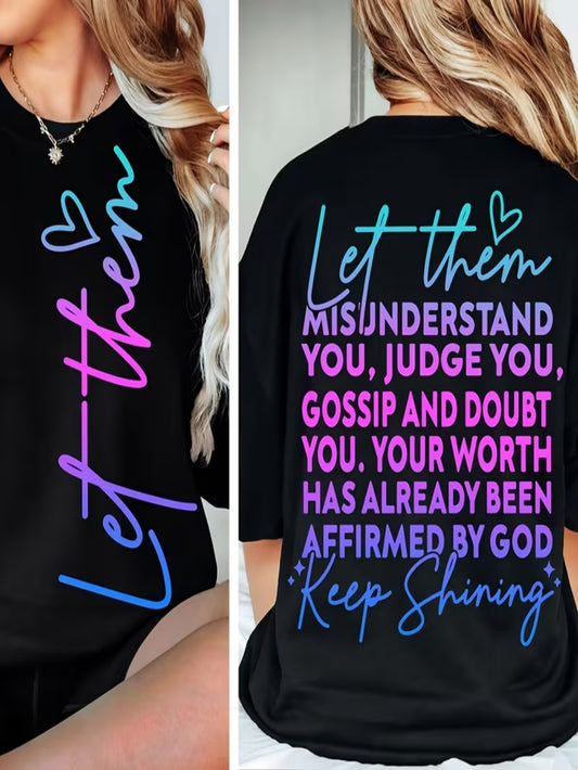 Women's Inspirational Graphic T-Shirt - Round Neck Short Sleeve – Black – Black option – main product image