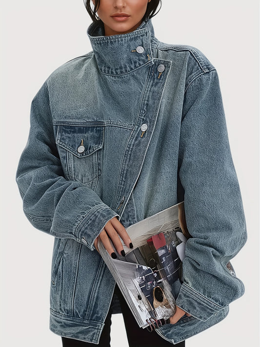 Women's Jacket - Denim-Look Button-Front – Blue option – main product image