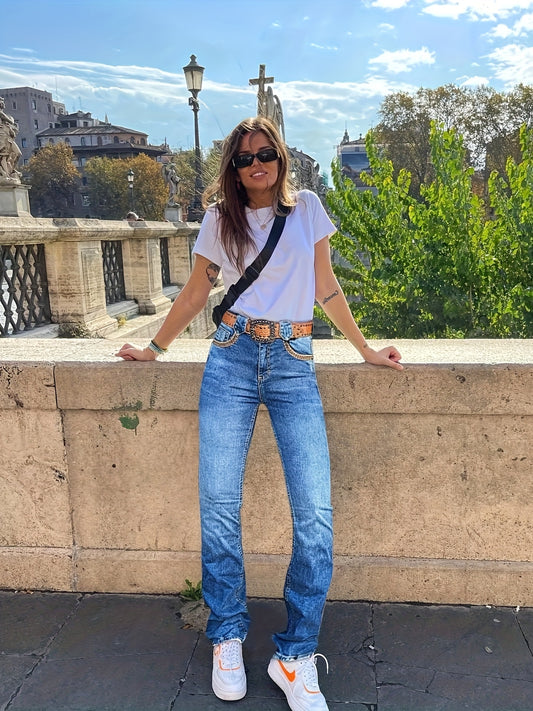 Women's Jeans - Vibrant Blue Stretch – Blue option – main product image