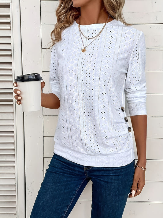 Women's Lace Detail Blouse - Regular Fit – Long Sleeve – White option – main product image