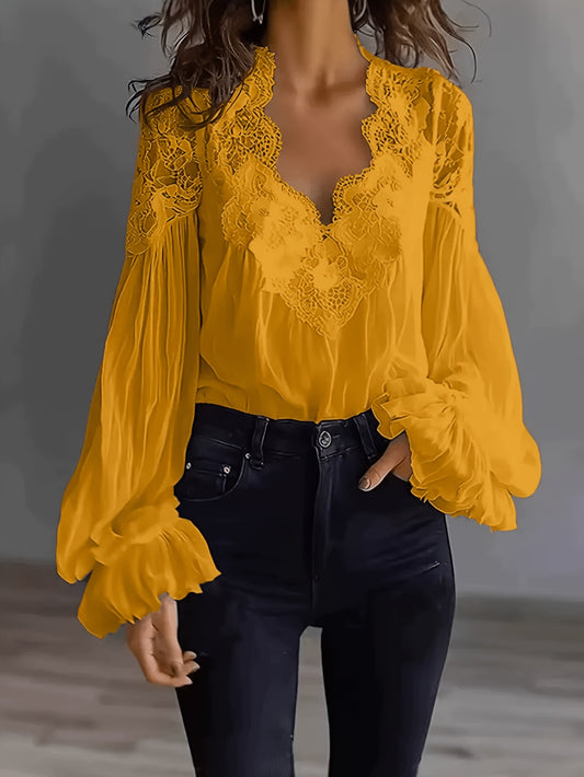 Women's Lace Detail Shirt - Short Sleeve – Red / Black – Red option – main product image
