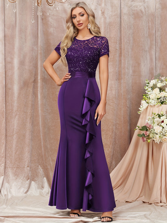 Women's Lace Maxi Wedding Dress - Ruffle – main product image