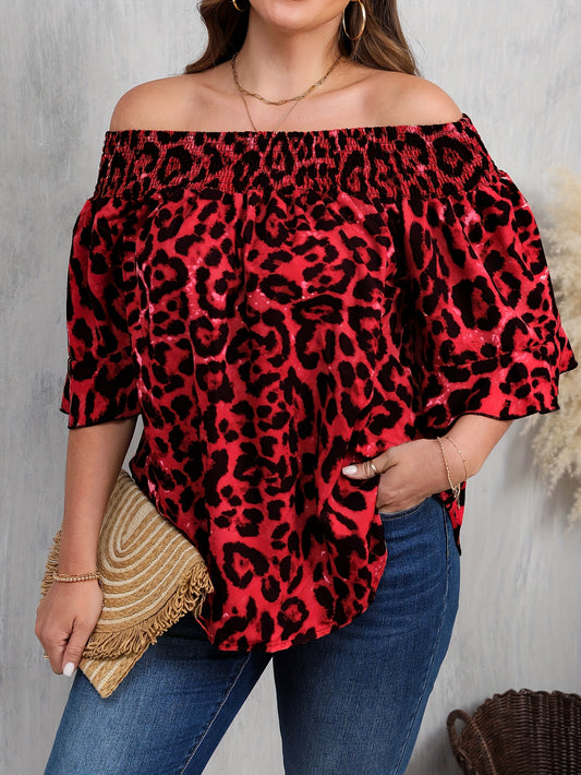 Women's Leopard Print Blouse - Relaxed Fit – Brown option – main product image