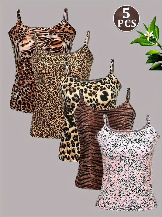 Women's Leopard Print Tank Top - Classic Neck Sleeveless – main product image