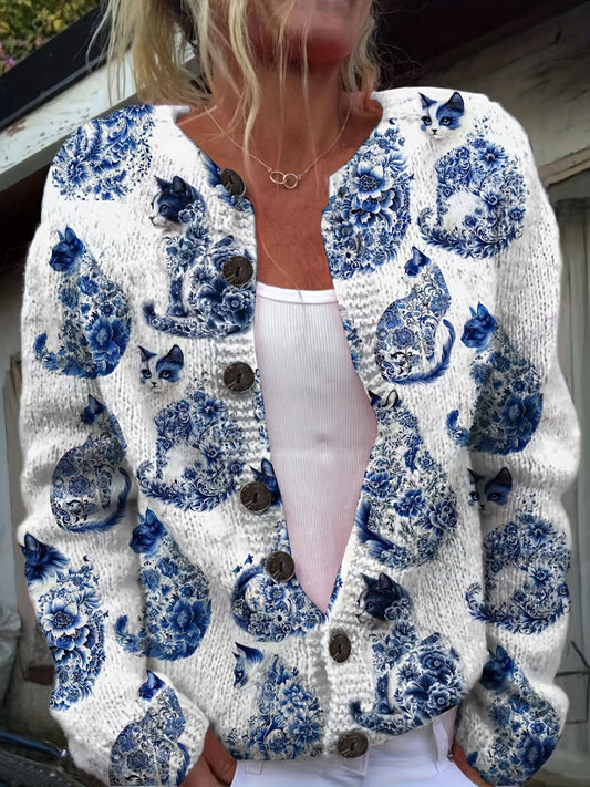 Women's Lightweight Denim Graphic Cardigan – main product image
