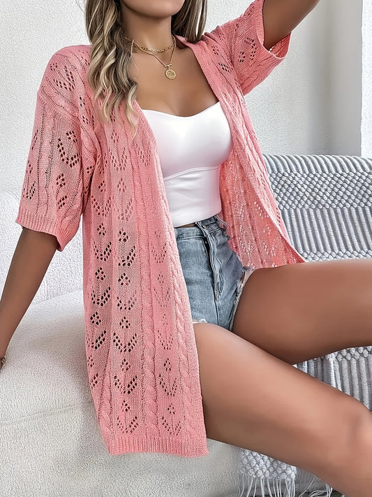 Women's Lightweight Denim Open-Front Cardigan – Khaki option – main product image