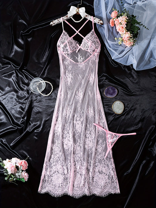 Women's Lingerie Set - Romantic Lace – Pink – Pink option – main product image