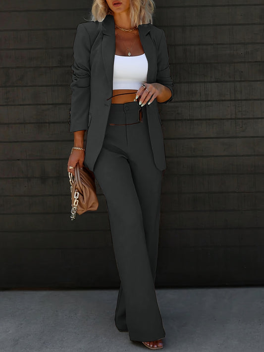 Women's Long Sleeve Blazer - Single-Breasted Solid Color – main product image