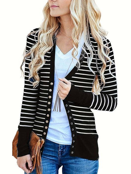 Women's Longline Button-Front Cardigan – Black option – main product image
