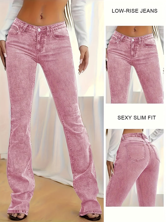 Women's Low-Rise Skinny Jeans - Grey Button Detail Stretch – Grey option – main product image