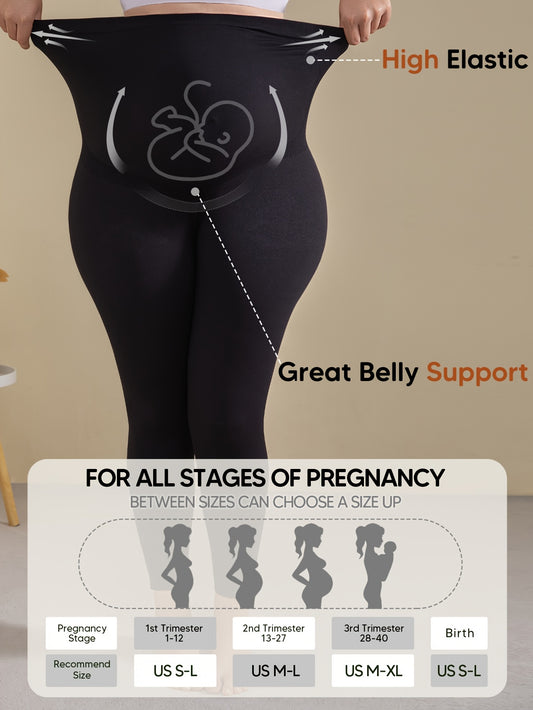 Women's Maternity Leggings - Mid-Rise Stretch Fit – Black option – main product image